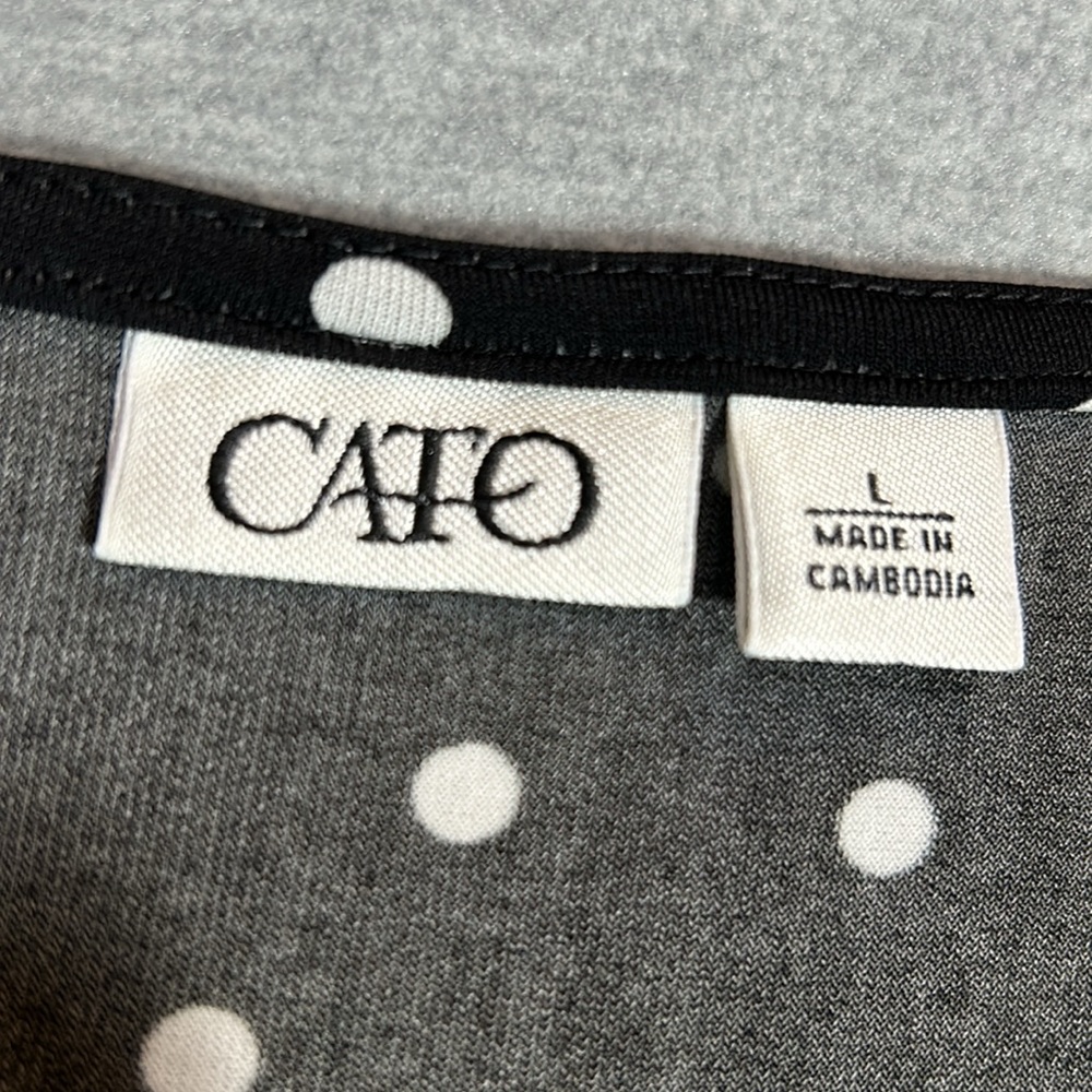CATO Jersey Knit Polka Dot Extra Long Line Sleeveless Top with Cowl Style Front - Picture 11 of 13